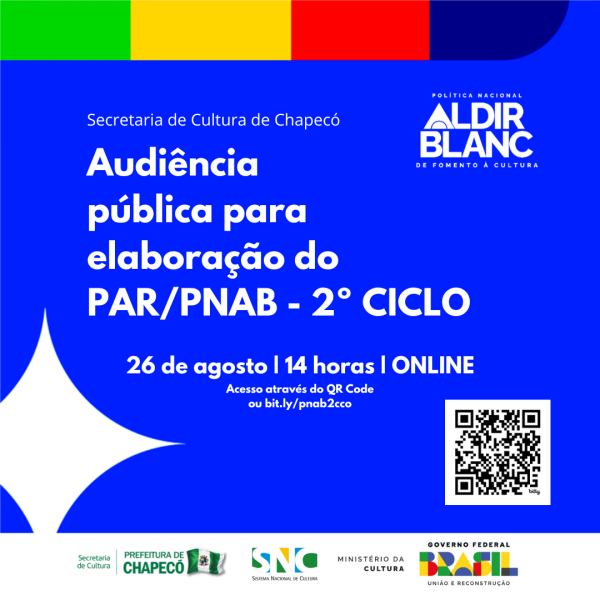 Secretaria de Cultura de Chapecó convoca Audiência Pública do 2º Ciclo da PNAB
