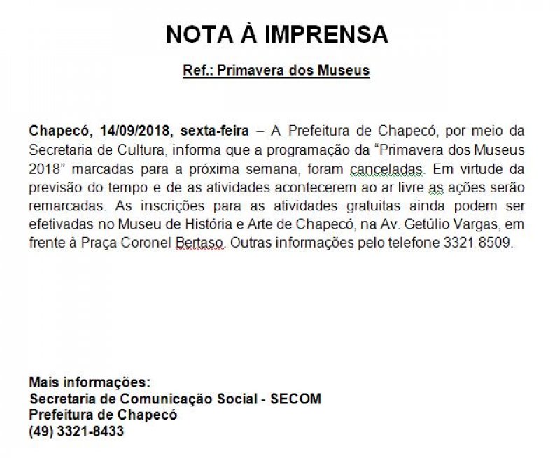 COMUNICADO: