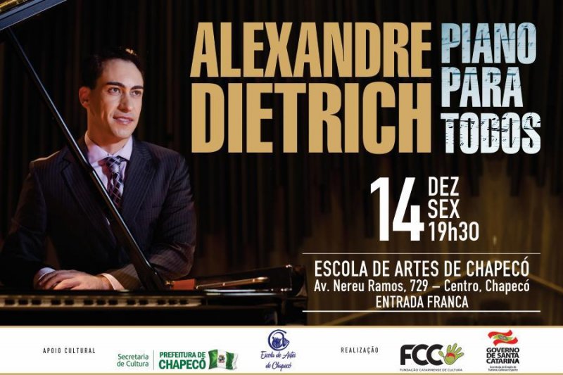 Projeto " PIANO PARA TODOS " 14/12 na Escola de Artes de Chapecó