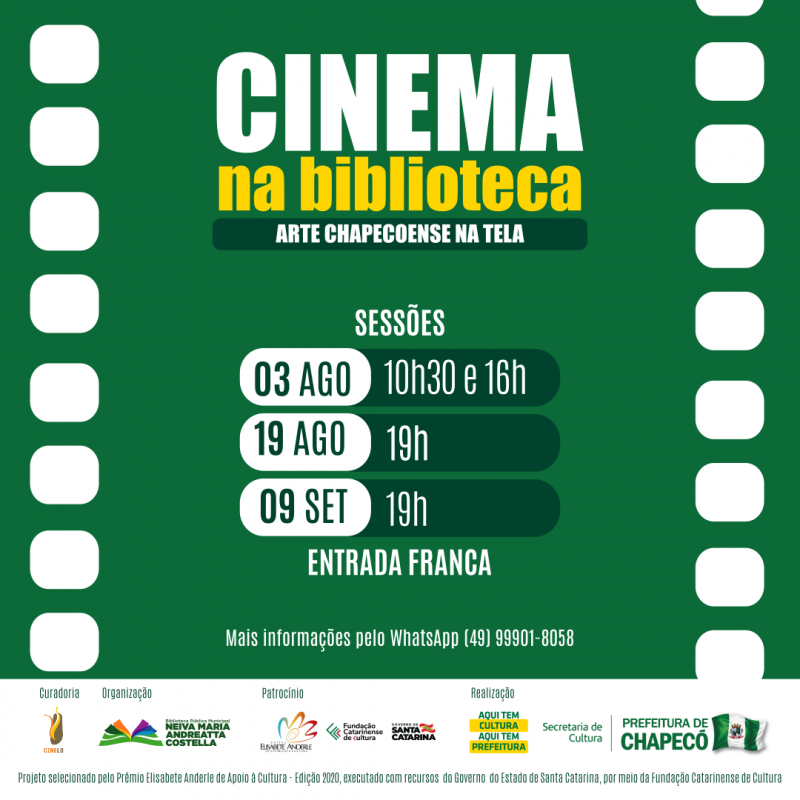 Biblioteca Pública Municipal de Chapecó promove sessões de cinema