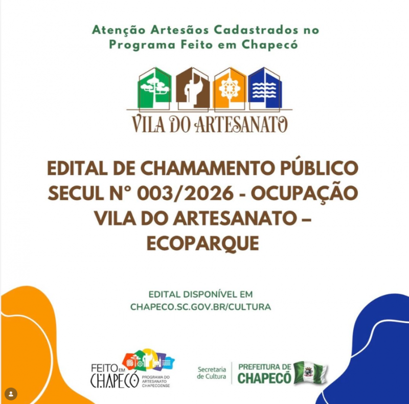 Edital de Ocupa&ccedil;&atilde;o da Vila do Artesanato