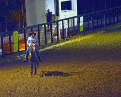 Com o tempo de 15,777 segundos, Valdinei Sidrone de Freitas com Miss Brendy Fones ficou em 1º lugar na 1ª classificatória