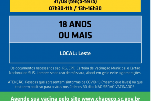 Novo agendamento de vacina para maiores de 18 anos