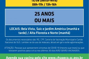 Chapec&oacute; abre nova agenda de vacina&ccedil;&atilde;o para 25 anos