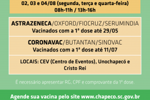 Aberto novo agendamento para segunda dose