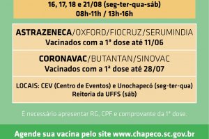 Aberto novo agendamento de segundas doses