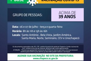 Chapecó abre agendamento para trabalhadores da indústria, construção civil e maiores de 39 anos