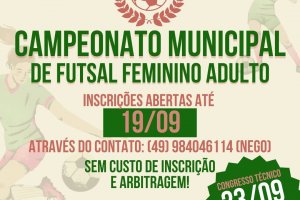 Abertas inscrições para o Municipal de Futsal Feminino