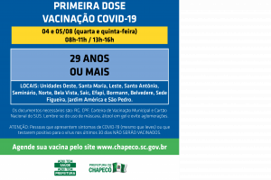 Ap&oacute;s r&aacute;pido esgotamento, mais doses e nova data s&atilde;o anunciados para o grupo de 29 anos ou mais