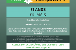 Chapec&oacute; estende agendamento para 31 anos ou mais