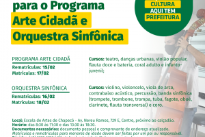 Divulgadas datas das matrículas para os programas de formação da Fundação Cultural de Chapecó