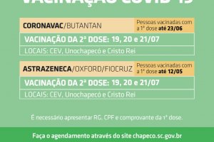 Aberto novo agendamento para segundas doses