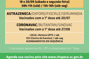 Novo agendamento de segundas doses em Chapec&oacute;