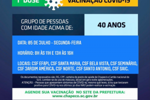 Novo agendamento de 40 anos ou mais, para segunda-feira