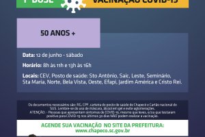 Chapecó baixa para 50 anos o agendamento de vacinação contra a Covid