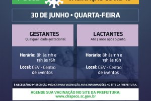 Reaberto agendamento para gestantes e lactantes, que devem ter atestado médico