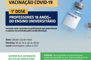 S&aacute;bado  ser&atilde;o vacinados os professores universit&aacute;rios