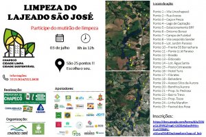 Neste s&aacute;bado tem a&ccedil;&atilde;o de limpeza no entorno do Lajeado S&atilde;o Jos&eacute;