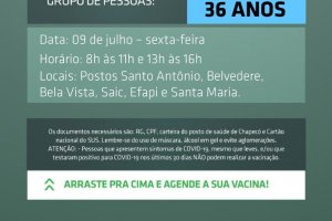 Chapecó vai vacinar 36 anos também na sexta-feira