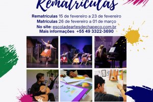 Escola de Artes divulga cronograma de matriculas e rematr&iacute;culas