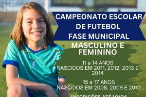 Abertas inscri&ccedil;&otilde;es para a fase municipal do Campeonato Catarinense Escolar de Futebol
