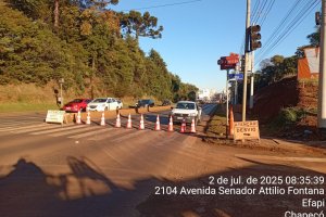 Avenida Attilio  Fontana segue com desvio no sentido Centro/Bairro