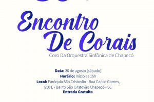 Encontro de Corais ser&aacute; realizado em agosto