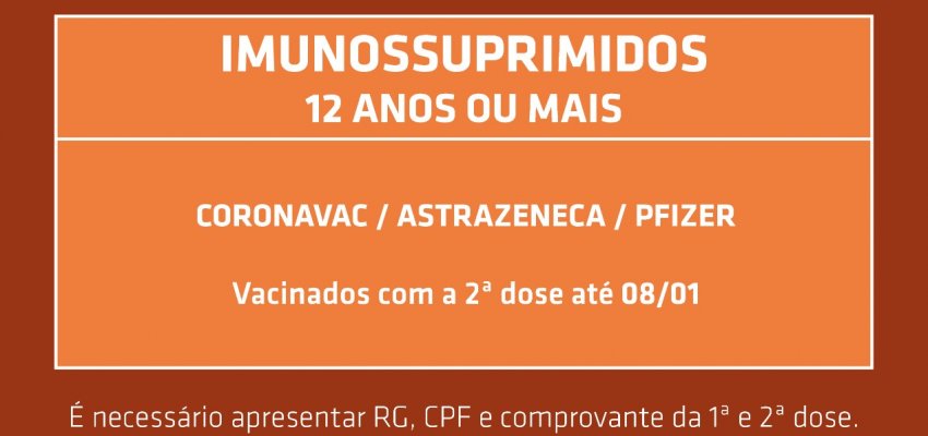 Aberta dose de reforço para adolescentes com imunocomprometimento