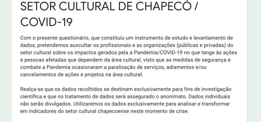 Pesquisa no setor cultural quer entender impactos do COVID-19