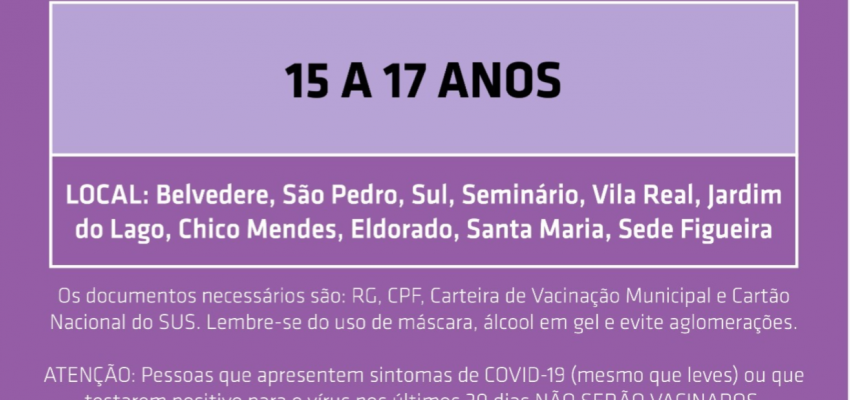Aberto novo agendamento de vacinação para adolescentes