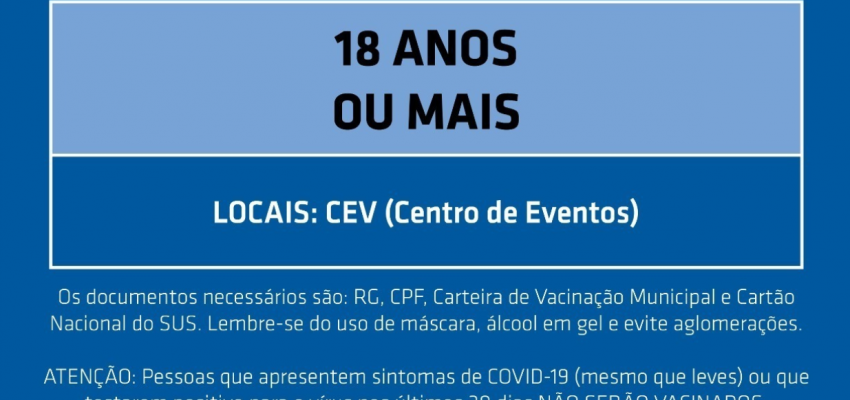 Chapecó abre agendamento para 18 anos ou mais