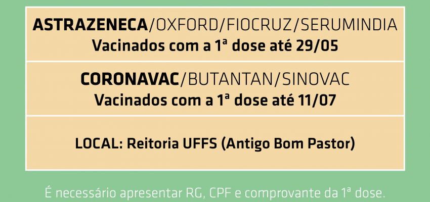 Aberto novo agendamento para segunda dose