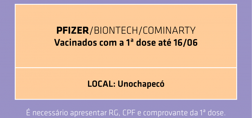 Agendamento reaberto para segunda dose