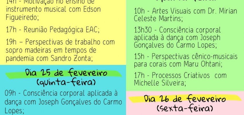 Programa Arte Cidad&atilde; e Escola de Artes de Chapec&oacute; realizam Semana de Reflex&otilde;es