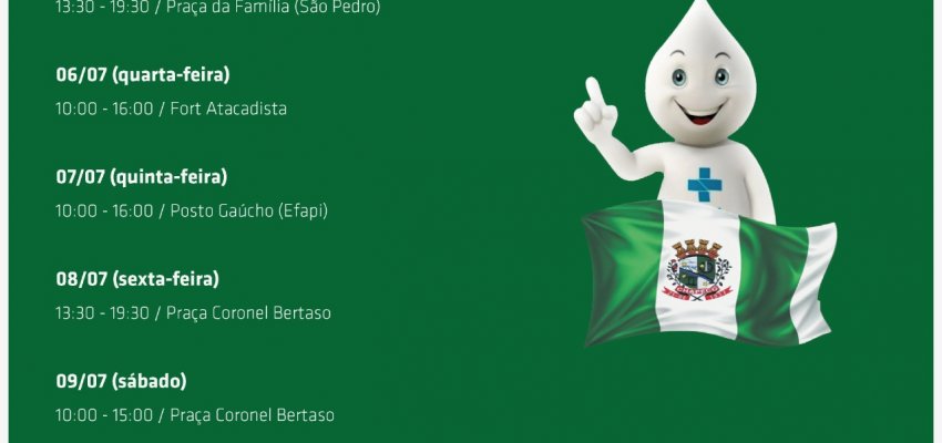 Vacim&oacute;vel divulga locais que estar&aacute; atendendo nesta semana