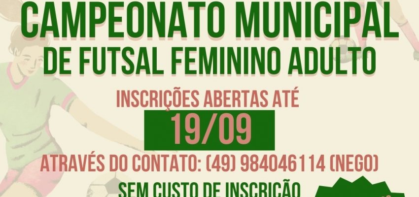 Abertas inscrições para o Municipal de Futsal Feminino