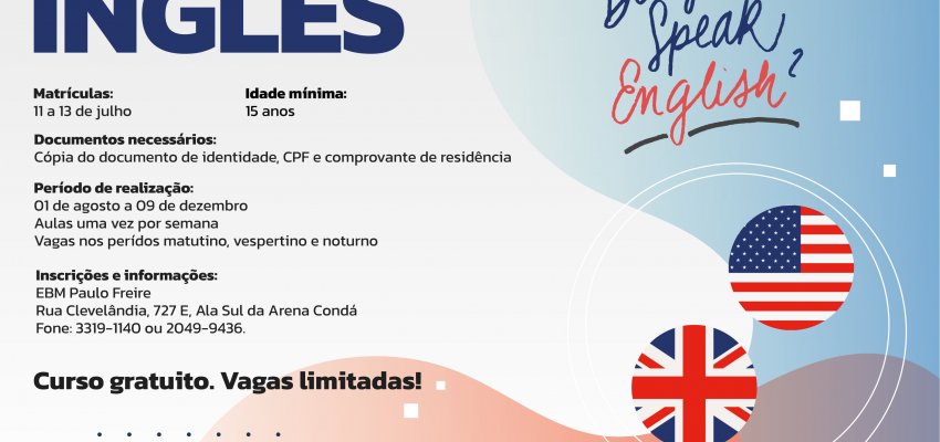 Curso b&aacute;sico de ingl&ecirc;s &eacute; ofertado pela Secretaria de Educa&ccedil;&atilde;o