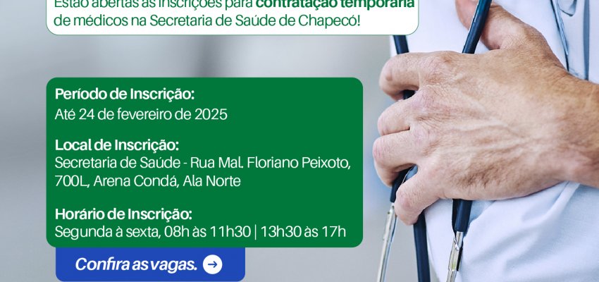 Prefeitura com processo seletivo para contrata&ccedil;&atilde;o de profissionais de sa&uacute;de