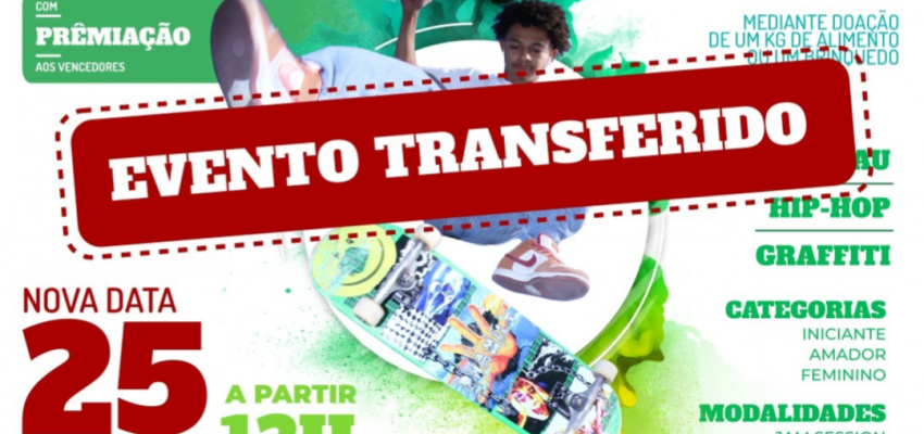 Transferido o 1º Aberto de Skate Cultura de Chapecó