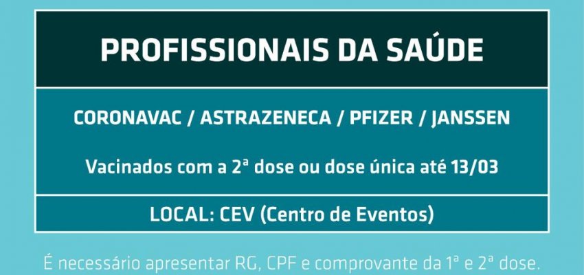 Aberto reforço de vacina para profissionais de saúde