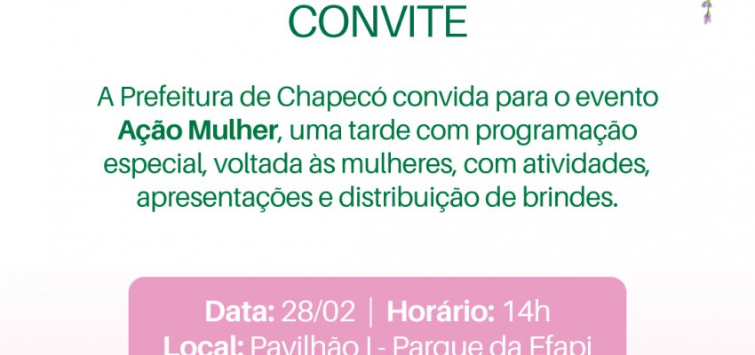 Dia da Mulher ser&aacute; comemorado neste s&aacute;bado (28) em Chapec&oacute;
