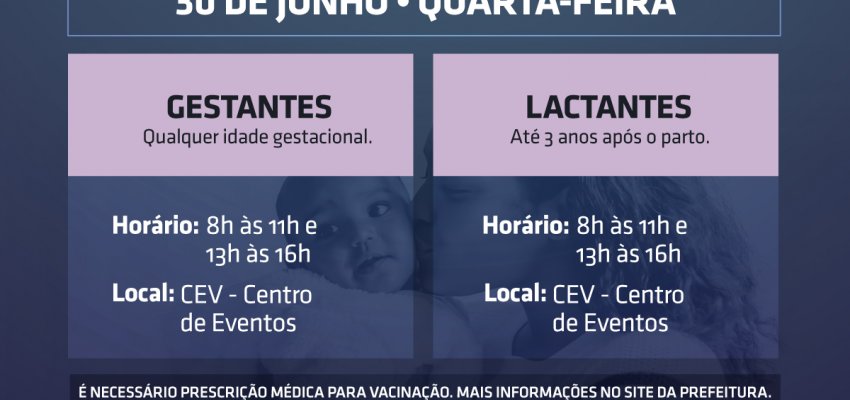 Reaberto agendamento para gestantes e lactantes, que devem ter atestado médico
