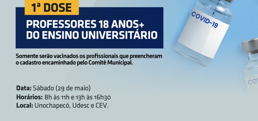 S&aacute;bado  ser&atilde;o vacinados os professores universit&aacute;rios