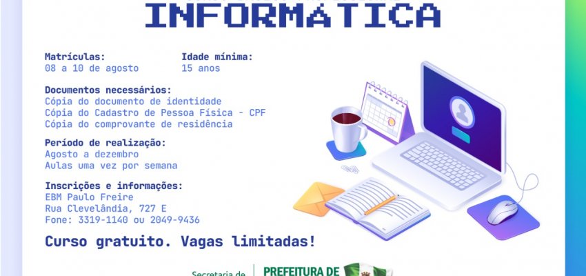 Curso b&aacute;sico profissional em Inform&aacute;tica &eacute; ofertado pela Secretaria de Educa&ccedil;&atilde;o