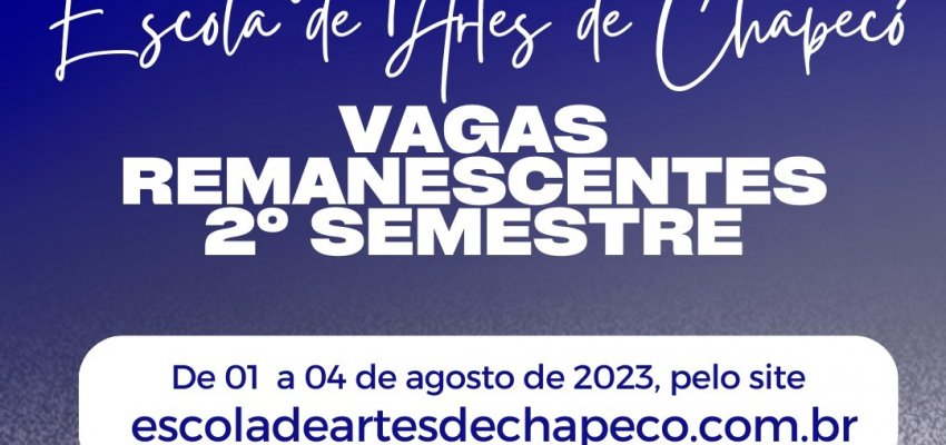 Escola de Artes de Chapec&oacute; divulga matr&iacute;culas para vagas remanescentes