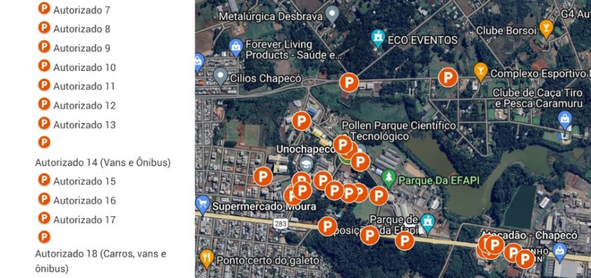 Vagas de estacionamento para Efapi 2023