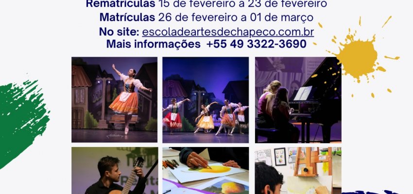 Escola de Artes divulga cronograma de matriculas e rematrículas