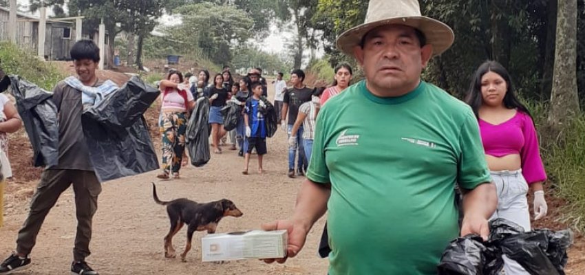 Ação da Prefeitura e comunidade indígena recolhe 200 sacos de lixo na Aldeia Kondá