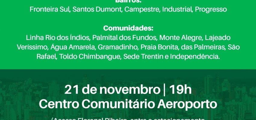 Audiências públicas para revisão do Plano Diretor de Chapecó iniciam nesta quinta-feira