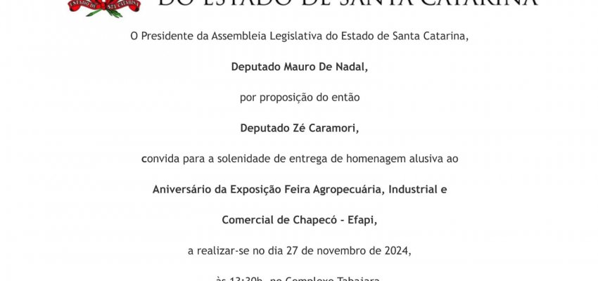 Alesc itinerante terá homenagem aos ex-presidentes da Efapi